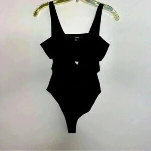 Forever 21 Black Body Suit, Size S, Cutouts Front & Back EUC